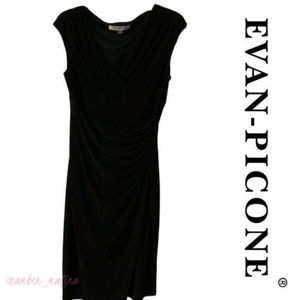 Evan Picone Black Mock Wrap Midi Dress 4